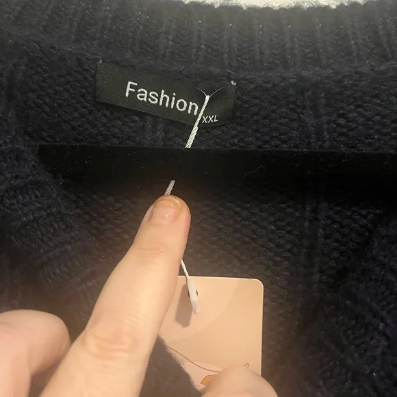 Navy Cable Knit Sweater - Picture 2 of 4